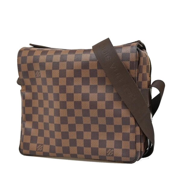 LOUIS VUITTON Naviglio Shoulder Bag Damier Ebene Leather Brown - Picture 1 of 16